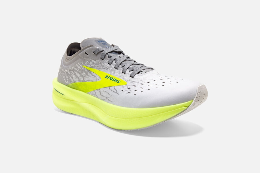 Brooks Hyperion Elite 2 Spikes Loopschoenen Heren - Wit/Grijs/Groen - 805139WOH